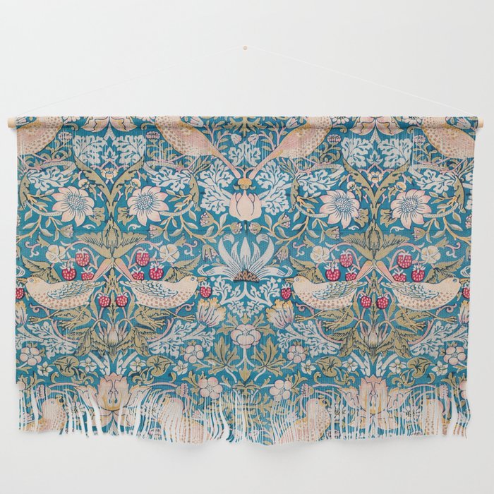 Bohemian elegant blue pink white bird floral Wall Hanging Gallery Image 1
