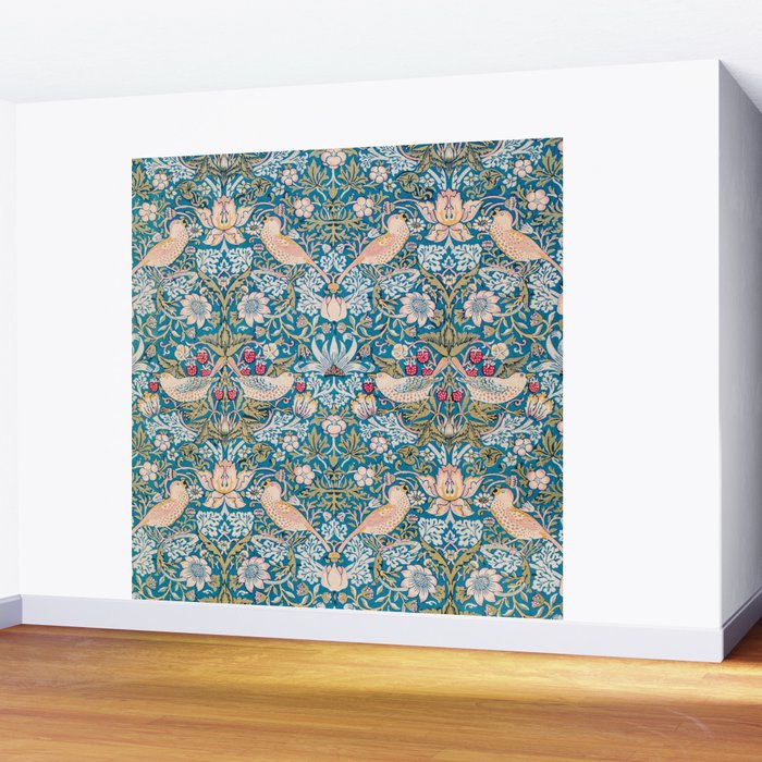 Bohemian elegant blue pink white bird floral Wall Mural Gallery Image 2