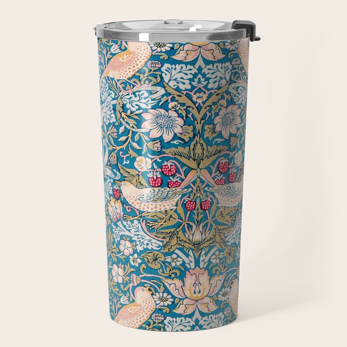 Bohemian elegant blue pink white bird floral Travel Mug Gallery Image 2