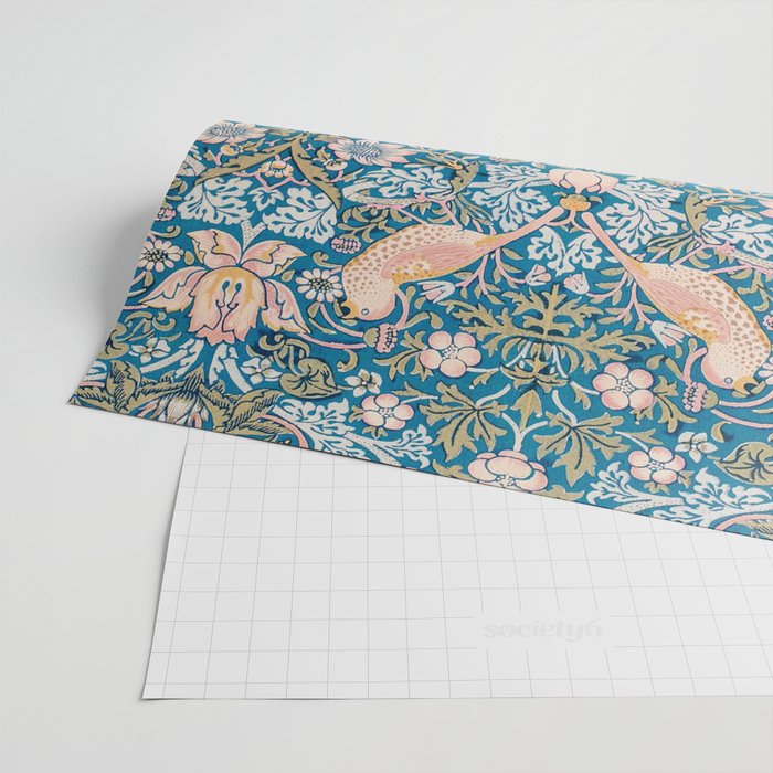 Bohemian elegant blue pink white bird floral Wrapping Paper Gallery Image 2