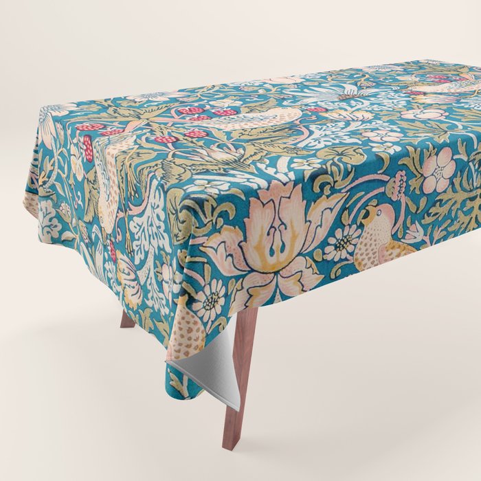 Bohemian elegant blue pink white bird floral Tablecloth Gallery Image 1