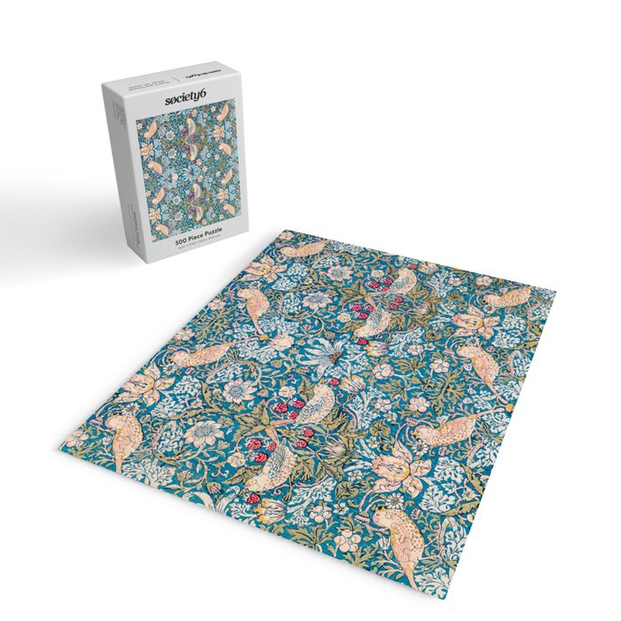 Bohemian elegant blue pink white bird floral Jigsaw Puzzle Gallery Image 2