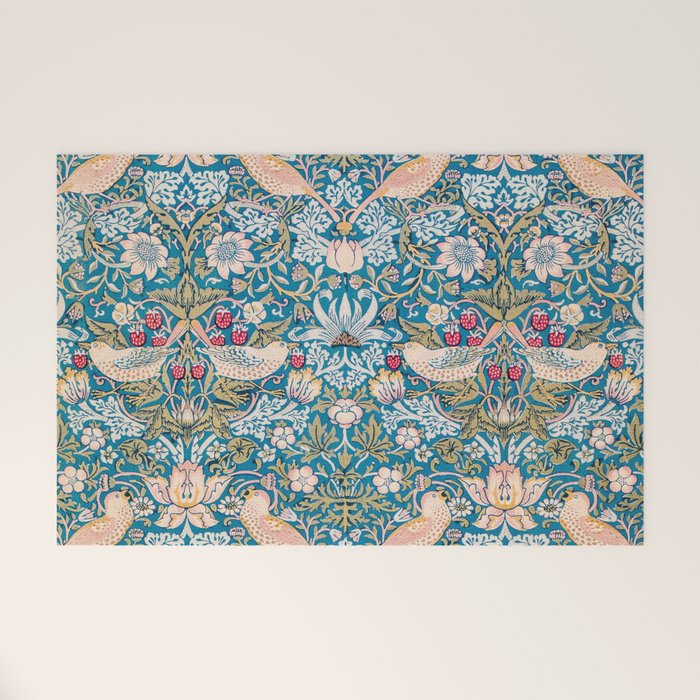 Bohemian elegant blue pink white bird floral Welcome Mat Gallery Image 1