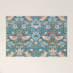 Bohemian elegant blue pink white bird floral Welcome Mat Gallery Image 1