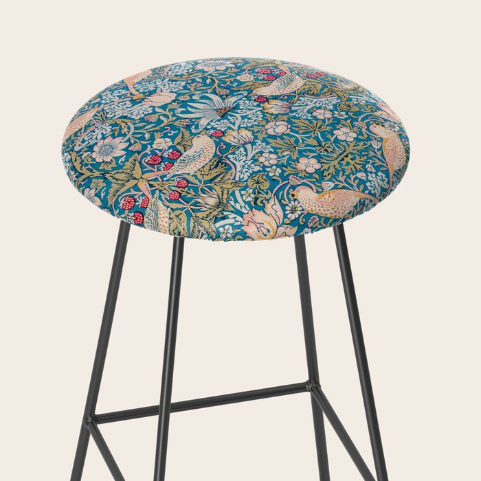 Bohemian elegant blue pink white bird floral Stool Gallery Image 2