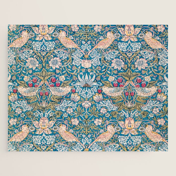 Bohemian elegant blue pink white bird floral Jigsaw Puzzle Gallery Image 1