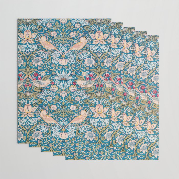 Bohemian elegant blue pink white bird floral Wrapping Paper Gallery Image 3