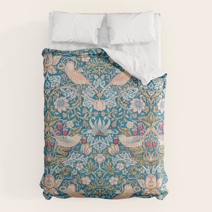 Bohemian elegant blue pink white bird floral Comforter Gallery Image 6