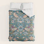 Bohemian elegant blue pink white bird floral Comforter Gallery Image 6