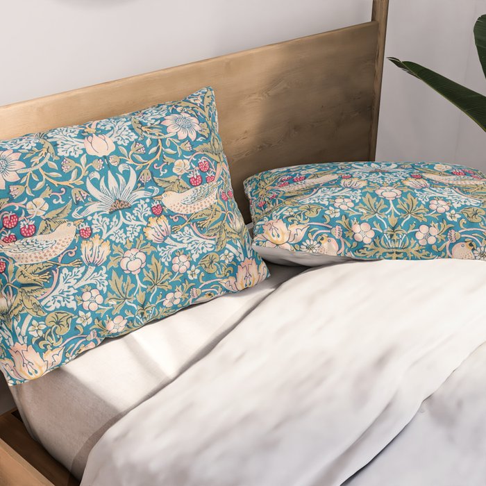 Bohemian elegant blue pink white bird floral Pillow Sham Gallery Image 2