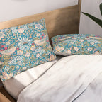 Bohemian elegant blue pink white bird floral Pillow Sham Gallery Image 2