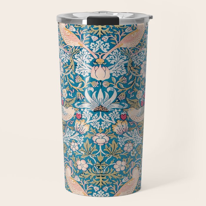 Bohemian elegant blue pink white bird floral Travel Mug Gallery Image 1