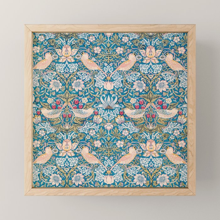 Bohemian elegant blue pink white bird floral Mini Art Print Gallery Image 1