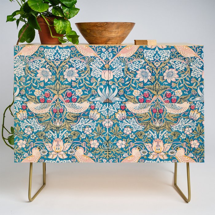 Bohemian elegant blue pink white bird floral Credenza Gallery Image 1