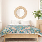 Bohemian elegant blue pink white bird floral Duvet Cover Gallery Image 3
