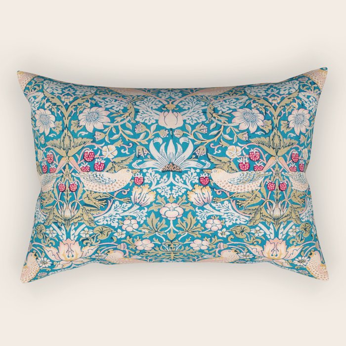 Bohemian elegant blue pink white bird floral Rectangular Pillow Gallery Image 1