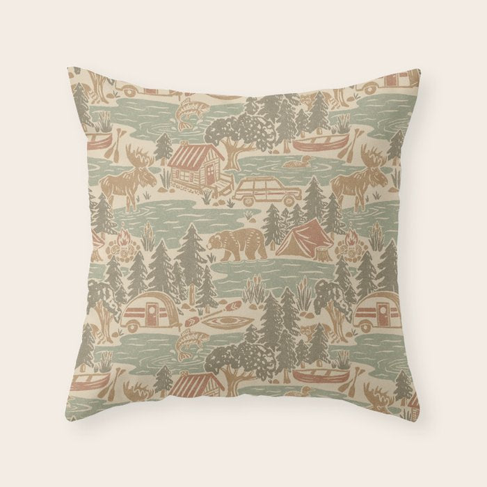 North Country Summer - soft neutrals Throw Pillow Gallery Image 1