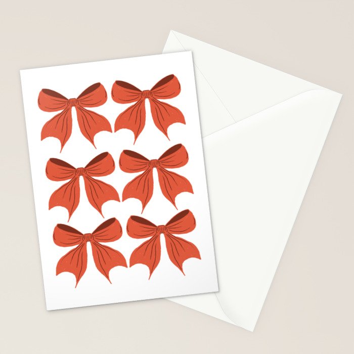 Elegant Red Bow Pattern: A Classic and Stylish Design Stationery Card Gallery Image 2