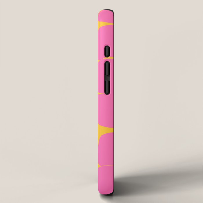Abstract Pink Flowers With Yellow Background iPhone Case Gallery Image 2