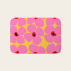 Abstract Pink Flowers With Yellow Background Bath Mat Gallery Image 1