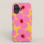 Abstract Pink Flowers With Yellow Background iPhone Case Gallery Image 1