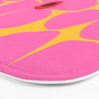 Abstract Pink Flowers With Yellow Background Bath Mat Gallery Image 3