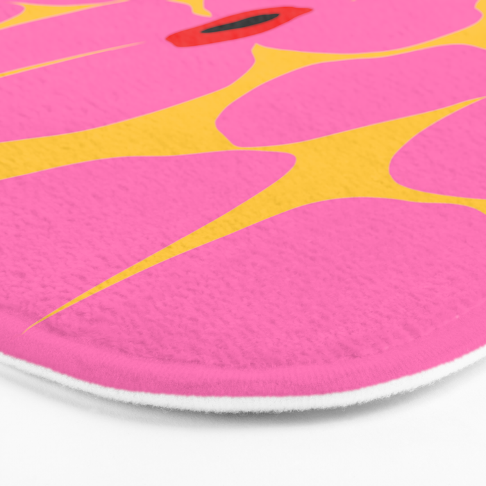 Abstract Pink Flowers With Yellow Background Bath Mat Gallery Image 3