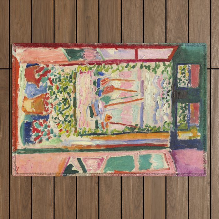 Henri Matisse's Open Window, Collioure 1905 French Riviera portrait nautical painting masterpiece Outdoor Rug Gallery Image 1