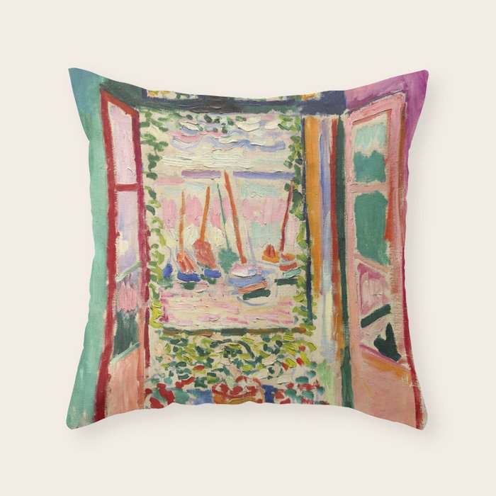 Henri Matisse's Open Window, Collioure 1905 French Riviera portrait nautical painting masterpiece Throw Pillow Gallery Image 6