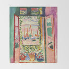 Henri Matisse's Open Window, Collioure 1905 French Riviera portrait nautical painting masterpiece Throw Blanket Gallery Image 2