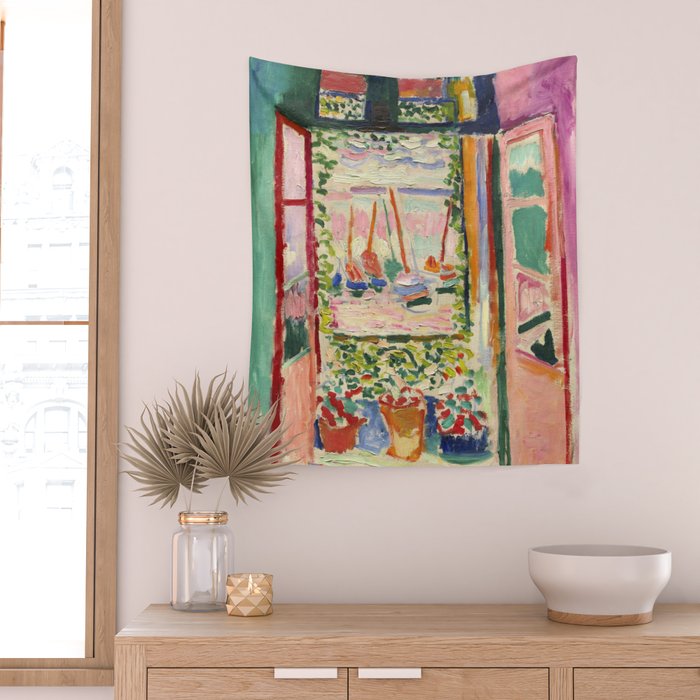 Henri Matisse's Open Window, Collioure 1905 French Riviera portrait nautical painting masterpiece Wall Tapestry Gallery Image 2