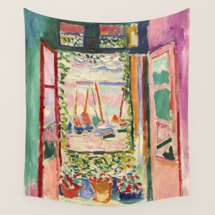 Henri Matisse's Open Window, Collioure 1905 French Riviera portrait nautical painting masterpiece Wall Tapestry Gallery Image 1