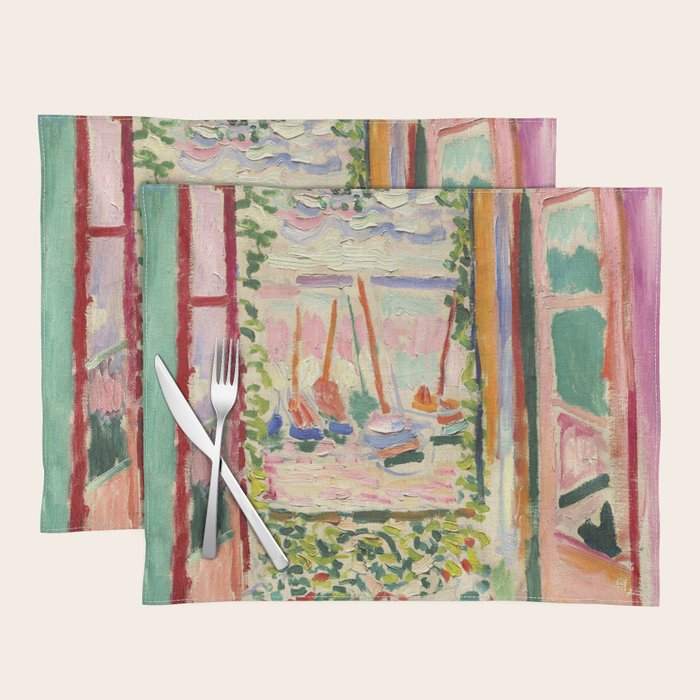 Henri Matisse's Open Window, Collioure 1905 French Riviera portrait nautical painting masterpiece Placemat Gallery Image 1