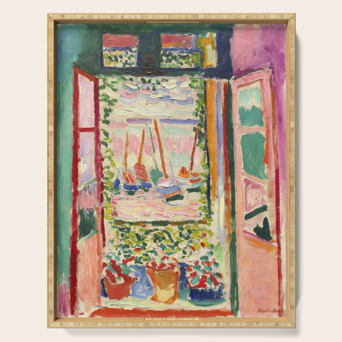 Henri Matisse's Open Window, Collioure 1905 French Riviera portrait nautical painting masterpiece Serving Tray Gallery Image 1