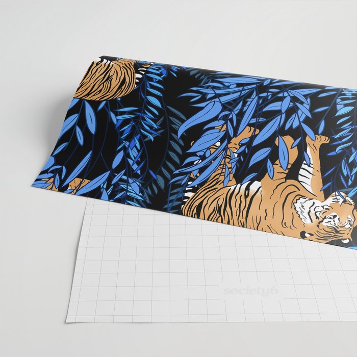Tiger and leaf pattern Wrapping Paper Gallery Image 2