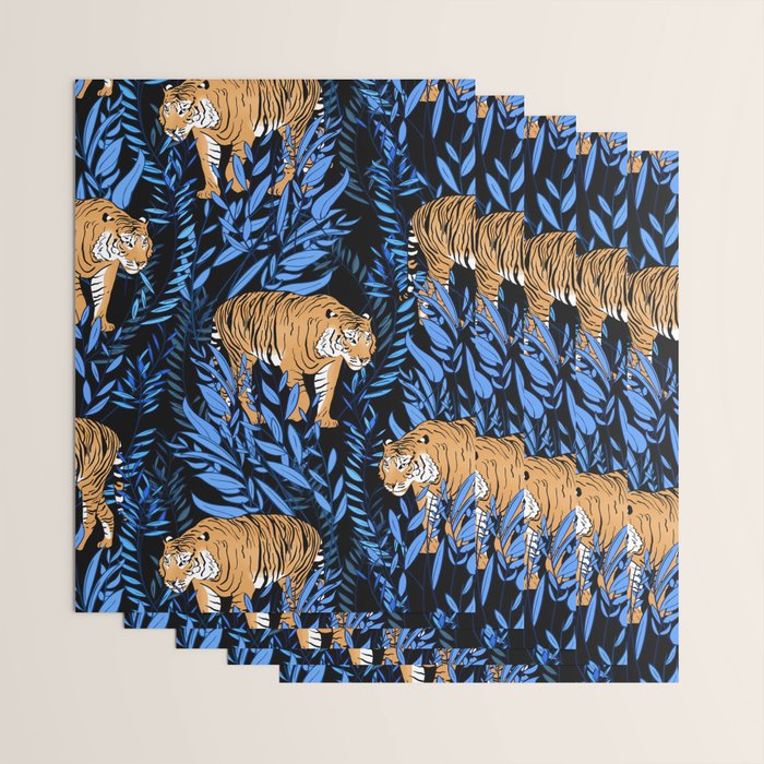 Tiger and leaf pattern Wrapping Paper Gallery Image 3