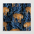 Tiger and leaf pattern Wood Wall Art Gallery Image 1