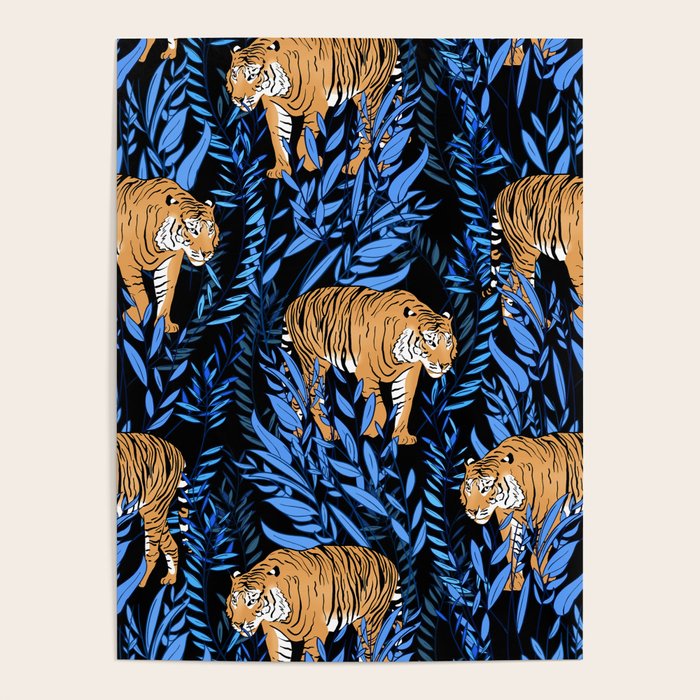 Tiger and leaf pattern Poster Gallery Image 4