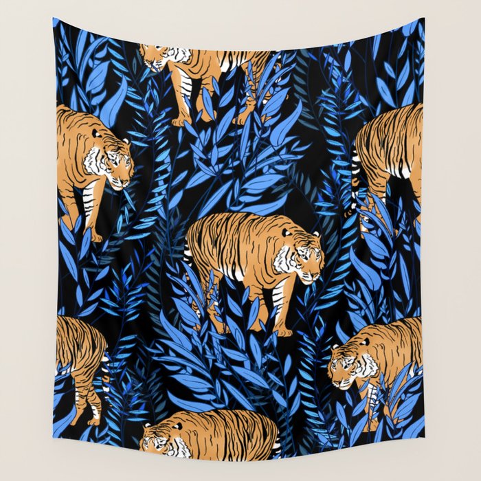 Tiger and leaf pattern Wall Tapestry Gallery Image 4