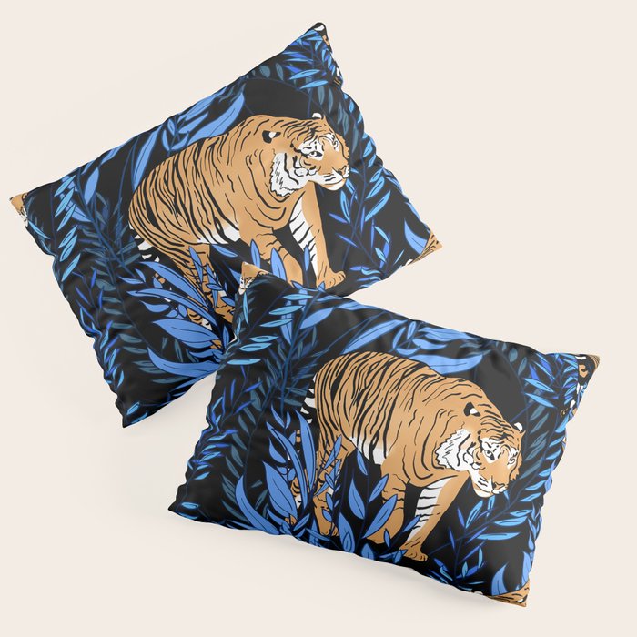 Tiger and leaf pattern Pillow Sham Gallery Image 1
