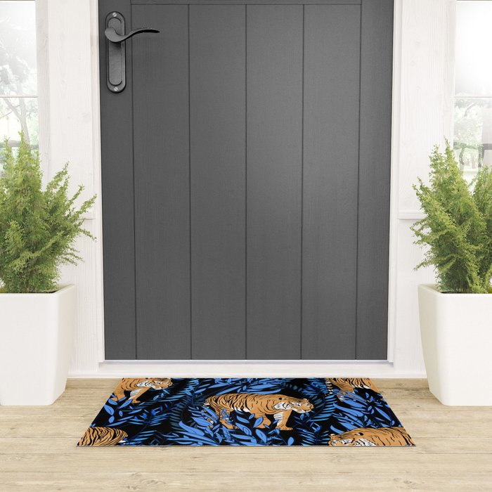 Tiger and leaf pattern Welcome Mat Gallery Image 3