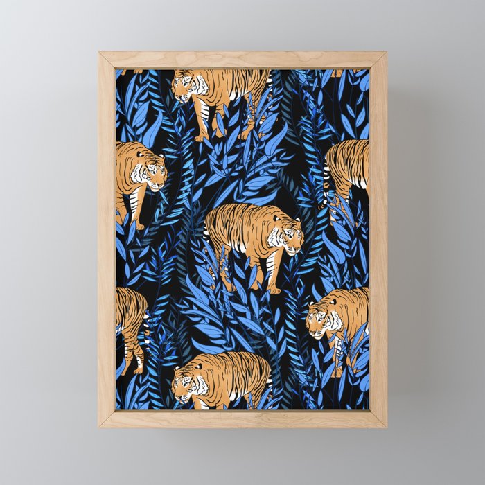 Tiger and leaf pattern Mini Art Print Gallery Image 1