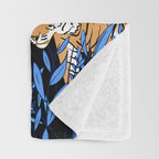 Tiger and leaf pattern Throw Blanket Gallery Image 3