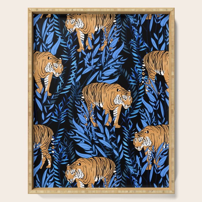 Tiger and leaf pattern Serving Tray Gallery Image 1