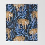 Tiger and leaf pattern Throw Blanket Gallery Image 2