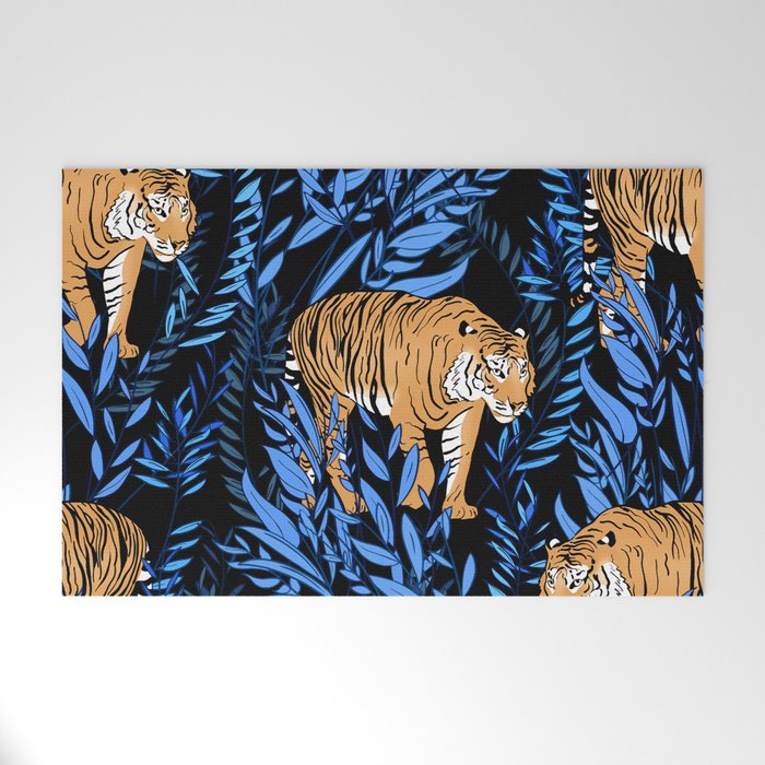 Tiger and leaf pattern Welcome Mat Gallery Image 1