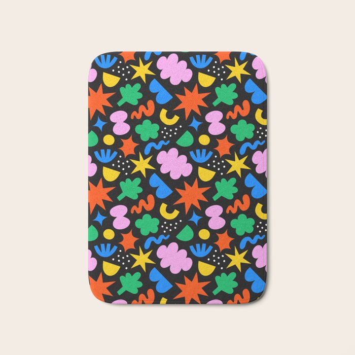 Colorful abstract organic shape art pattern Bath Mat Gallery Image 1