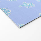 Coastal Coral Block Print in Blue and Aqua Welcome Mat Gallery Image 2