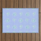Coastal Coral Block Print in Blue and Aqua Outdoor Rug Gallery Image 1