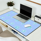 Coastal Coral Block Print in Blue and Aqua Desk Mat Gallery Image 2